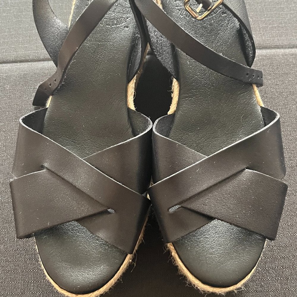 DNA Footwear Black Platform Wedge Espadrilles Sandals